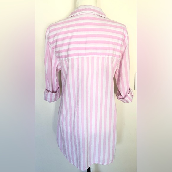 Secret Possessions Pink Metallic Stripped Button Down Shirt Top Women’s Size M/L - Picture 6 of 12